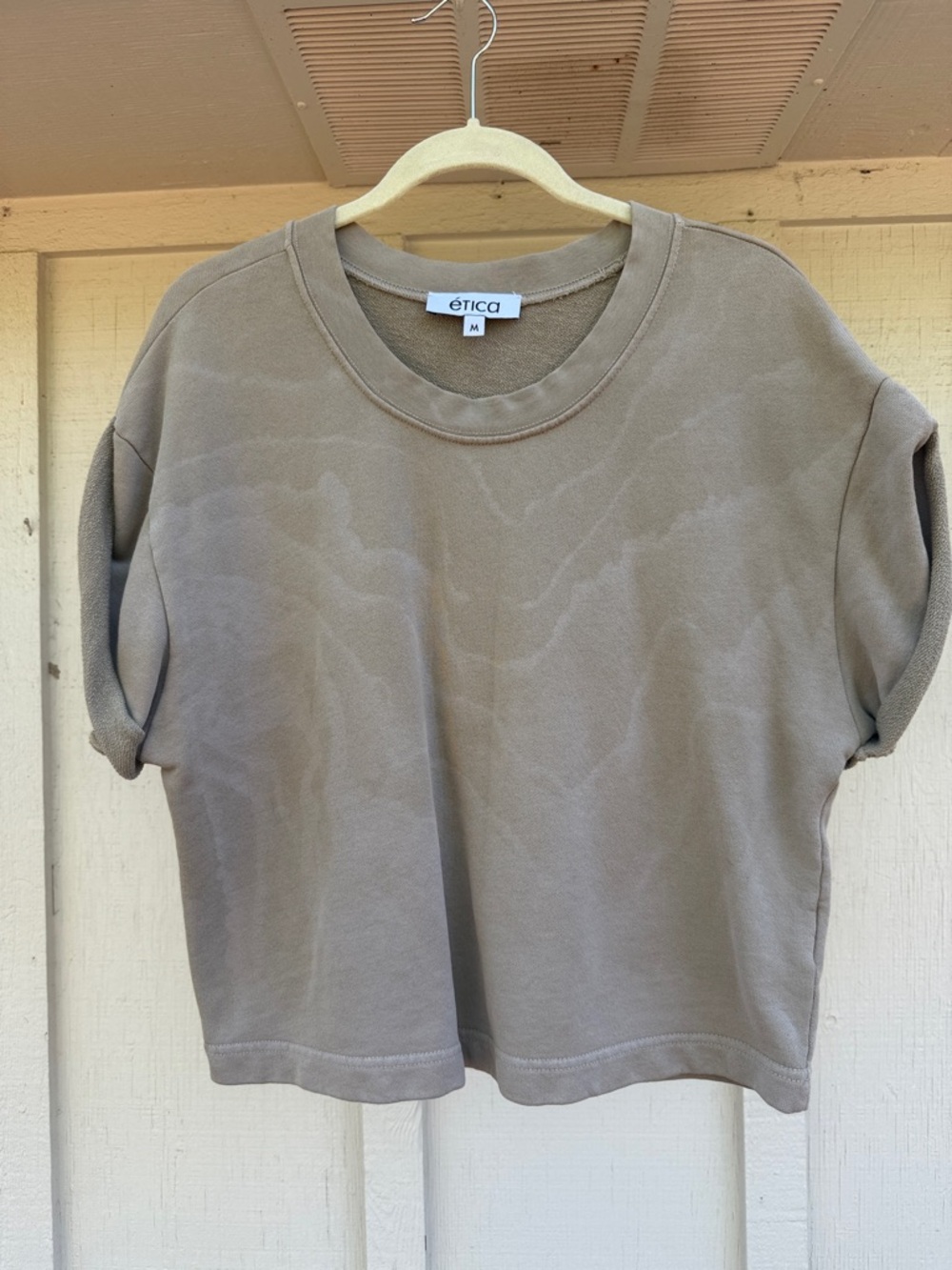 Etica Relaxed Boxy Short Sleeve Sweatshirt in Taupe 100% Organic Cotton